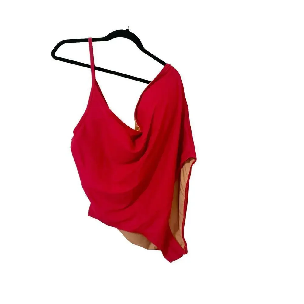 J. Crew NWT Ribbed One-Strap Modern One-Piece Swimsuit Wild Hibiscus Size 24 NWT